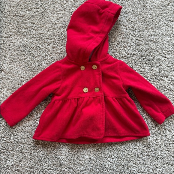 Baby Girl 3-Piece Outfit Red Peacoat, Onesie & Floral Pants Size 9 months - Picture 7 of 14